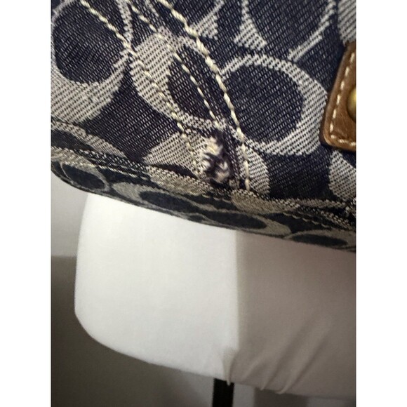 COACH VTG Signature Denim & Vachetta Leather Shoulder Bag F06K-10406 Handbag - Picture 7 of 16
